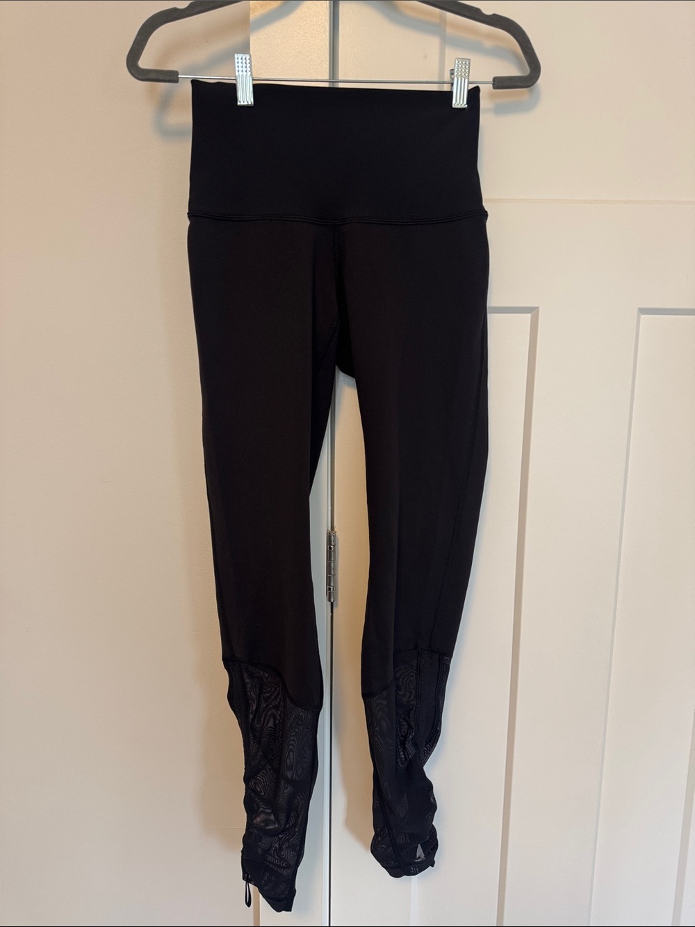 lululemon athletica Black High-Waist Leggings with Mesh Ankle Panels